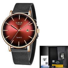 Load image into Gallery viewer, LIGE Women Watches Top Brand Luxury Ladies Mesh Belt Ultra-thin Watch Stainless Steel Waterproof Clock Quartz Watch Reloj Mujer
