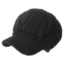 Load image into Gallery viewer, FANCET Women Knitted Newsboy Cap Beanie Winter Hat 100% Merino Wool Autumn for Girl Visor Thick Cabbie Duckbill Caps 10120