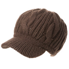 Load image into Gallery viewer, FANCET Women Knitted Newsboy Cap Beanie Winter Hat 100% Merino Wool Autumn for Girl Visor Thick Cabbie Duckbill Caps 10120