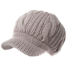 Load image into Gallery viewer, FANCET Women Knitted Newsboy Cap Beanie Winter Hat 100% Merino Wool Autumn for Girl Visor Thick Cabbie Duckbill Caps 10120
