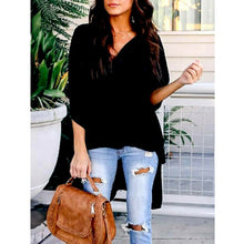 Load image into Gallery viewer, Elegant Irregular V-Neck Chiffon Shirt Hot 2019 Women Summer Blouses soft Tunic Casual Solid breathable Half Batwing Sleeve Tops