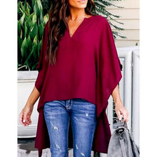 Load image into Gallery viewer, Elegant Irregular V-Neck Chiffon Shirt Hot 2019 Women Summer Blouses soft Tunic Casual Solid breathable Half Batwing Sleeve Tops