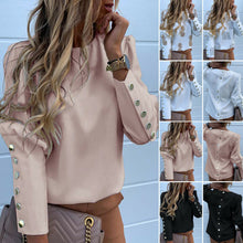 Load image into Gallery viewer, 2019 Work Wear Women Blouses Long Sleeve Back Metal Buttons Shirt Casual O Neck Printed Plus Size Tops Fall Blouse Drop Shipping