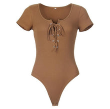 Load image into Gallery viewer, Sexy Romper 2019 Bodysuit Women Overalls Summer Jumpsuit Mujer Feminino Cropped Body Femme Bandage Bodysuit Shorts Knitted GV711