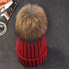 Load image into Gallery viewer, Xthree mink and fox fur ball cap pom poms winter hat for women girl &#39;s hat knitted  beanies cap brand new thick female cap