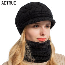 Load image into Gallery viewer, AETRUE Skullies Beanies Women Knitted Hat Scarf Female Winter Hats For Women Bonnet Solid Balaclava Mask Feminino Beanie Hat Cap