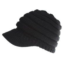 Load image into Gallery viewer, BUTTERMERE Black Messy Bun Beanie Women Ponytail Beanies Autumn Winter Hats Female Soft Knitting Caps Warm Solid Ladies Skullies
