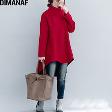 Load image into Gallery viewer, DIMANAF Plus Size Women Pullover Winter Warm Hoodies Sweatshirts Cotton Knitted Thicken Top Female Turtleneck Loose Clothes 2019
