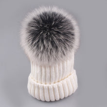 Load image into Gallery viewer, Xthree mink and fox fur ball cap pom poms winter hat for women girl &#39;s hat knitted  beanies cap brand new thick female cap