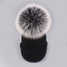 Load image into Gallery viewer, Xthree mink and fox fur ball cap pom poms winter hat for women girl &#39;s hat knitted  beanies cap brand new thick female cap