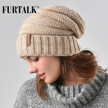 Load image into Gallery viewer, FURTALK Winter Knitted Hat Women Hat Slouchy Beanie for Girls Skullies Cap A047